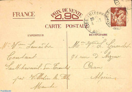 France 1942 Postcard 0.90 To Oran, Algeria, Used Postal Stationary - Covers & Documents