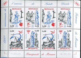 Monaco 2003 Saint Devota 4v + Block, Mint NH, Religion - Transport - Churches, Temples, Mosques, Synagogues - Religion.. - Nuovi