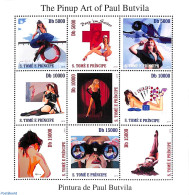 Sao Tome/Principe 2010 Pin-up Art Of Paul Butvila 9v M/s, Mint NH, Health - History - Sport - Transport - Red Cross - .. - Croce Rossa