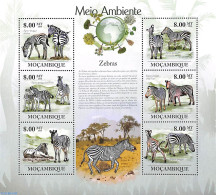 Mozambique 2010 Zebra 6v M/s, Mint NH, Nature - Animals (others & Mixed) - Zebra - Wild Mammals - Mosambik