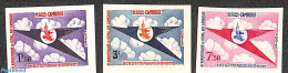 Cambodia 1964 Royal Air 3v, Imperforated, Mint NH, Transport - Aircraft & Aviation - Airplanes