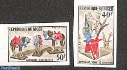 Niger 1974 Local Art 2v, Imperforated, Mint NH, Nature - Camels - Níger (1960-...)