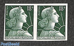 France 1958 Definitive, Imperforated Pair, Unused (hinged) - Ongebruikt