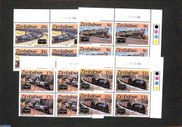 Zimbabwe 1985 Railways, Corner Blocks Of 4 [+], Mint NH, Transport - Railways - Trains