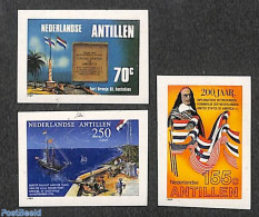 Netherlands Antilles 1989 Stamp Exposition 3v, Imperforated, Mint NH, History - Transport - US Bicentenary - Ships And.. - Schiffe