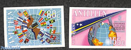 Netherlands Antilles 1988 Large Cities Conference 2v, Imperforated, Mint NH, History - Various - Flags - Maps - Geography