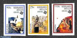Netherlands Antilles 1998 Israel 3v, Imperforated, Mint NH, Religion - Judaica - Judaika, Judentum