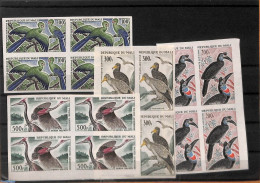 Mali 1965 Birds 4v, Imperforated In Blocks Of 4 (never Gummed), Mint NH, Nature - Birds - Malí (1959-...)