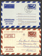 Austria 1957 2 Used Aerogrammes, Austria, Used Postal Stationary, Transport - Aircraft & Aviation - Brieven En Documenten