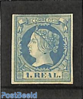 Spain 1860 1R, Blue, Unused, Unused (hinged) - Unused Stamps