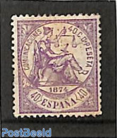 Spain 1874 40c, Stamp Out Of Set, Unused (hinged) - Ungebraucht