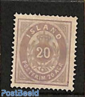 Iceland 1876 20o, Perf. 14:13.5, Unclear Print, Unused, Without Gum, Unused (hinged) - Unused Stamps