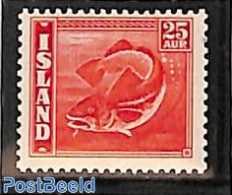 Iceland 1940 25A, Perf. 14:13.5, Stamp Out Of Set, Unused (hinged), Nature - Fish - Ongebruikt