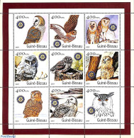 Guinea Bissau 2001 Owls, Rotary 9v M/s, Mint NH, Nature - Various - Birds - Owls - Rotary - Rotary Club