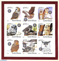 Guinea Bissau 2001 Owls, Rotary 9v M/s, Imperforated, Mint NH, Nature - Various - Birds - Owls - Rotary - Rotary Club