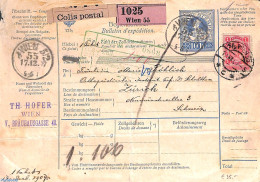 Austria 1907 Parcel Card 10h With 1Kr Stamp, Used Postal Stationary - Brieven En Documenten