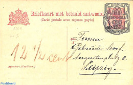 Netherlands 1921 Reply Paid Postcard 12.5c On 5c, Used Postal Stationary - Cartas & Documentos