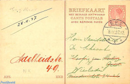 Netherlands 1926 Reply Paid Postcard 7.5/7.5c, Used Postal Stationary - Cartas & Documentos