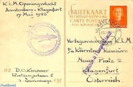 Netherlands 1953 Reply Paid Postcard 12/12c Orange, Used Postal Stationary - Brieven En Documenten