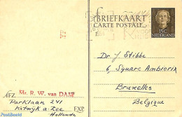 Netherlands 1953 Postcard 15c, Used Postal Stationary - Lettres & Documents