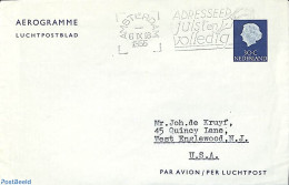 Netherlands 1955 Aerogramme 30c To USA, Used Postal Stationary - Briefe U. Dokumente
