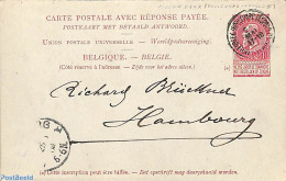 Belgium 1900 Reply Paid Postcard 10/10c, Used Postal Stationary - Storia Postale