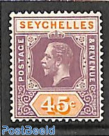 Seychelles 1917 45c, WM Mult Crown-CA, Stamp Out Of Set, Unused (hinged) - Other & Unclassified