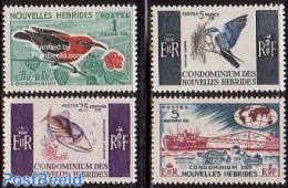 New Hebrides 1966 Definitives 4v F, Unused (hinged), Nature - Transport - Birds - Fish - Ships And Boats - Nuevos