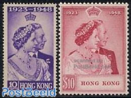 Hong Kong 1948 Royal Silver Wedding 2v, Unused (hinged), History - Kings & Queens (Royalty) - Nuovi