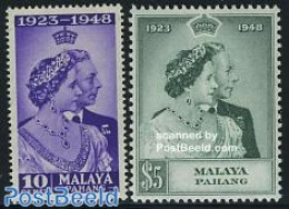 Malaysia 1948 Pahang, Silver Wedding 2v, Unused (hinged), History - Kings & Queens (Royalty) - Familles Royales