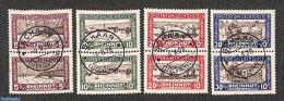 Liechtenstein 1928 Flooding Fund 4v, Pairs CTO, Used Stamps, History - Transport - Ships And Boats - Art - Bridges And.. - Usati