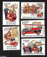 Burundi 2012 Fire Engines 5v, Mint NH, Transport - Fire Fighters & Prevention - Firemen