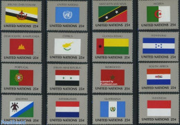 United Nations, New York 1989 Flags 16v, Unused (hinged), History - Flags - Netherlands & Dutch - Géographie