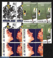 Netherlands 1993 Mixed Issue 3v, Blocks Of 4 [+], Mint NH, Health - Nature - Health - Horses - Trees & Forests - Unused Stamps