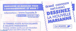 France 2004 Dessinez La Nouvelle Marianne, Booklet 10x Timbre Rouge S-a, Mint NH, Stamp Booklets - Unused Stamps