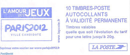 France 2012 LÁmour Des Jeux, Booklet 10x Rouge S-a, Mint NH, Stamp Booklets - Ungebraucht