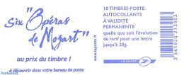 France 2006 Six Opéras De Mozart, Booklet 10x Rouge S-a, Mint NH, Performance Art - Amadeus Mozart - Stamp Booklets - Nuovi