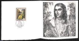 France 1973 Oevre De Watteau-La Finette, Special FDC Leaf On Handmade Paper With Decaris Gravure, Limited Ed., Postal .. - Lettres & Documents