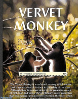 Nevis 2022 Vervet Monkey S/s, Mint NH, Nature - Animals (others & Mixed) - Monkeys - St.Kitts Und Nevis ( 1983-...)