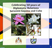 Guyana 2022 Diplomatic Relations With Cuba 4v M/s, Mint NH, Nature - Birds - Flowers & Plants - Guyana (1966-...)