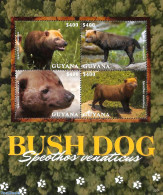 Guyana 2022 Bush Dog 4v M/s, Mint NH, Nature - Animals (others & Mixed) - Guiana (1966-...)