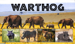 Gambia 2022 Warthog 4v M/s, Mint NH, Nature - Animals (others & Mixed) - Elephants - Gambie (...-1964)