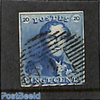 Belgium 1849 20c Blue, Used, Used Stamps - Used Stamps