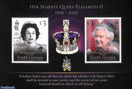 South Georgia / Falklands Dep. 2023 Queen Elizabeth II, In Memoriam S/s, Mint NH, History - Kings & Queens (Royalty) - Case Reali