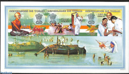 Chad 1998 50 Years Independent India 3v M/s, Imperforated, Mint NH, History - Gandhi - Other & Unclassified