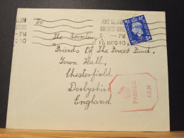 GB,  Passed P.U 30, Le 16 Décembre 1940 - Cartas & Documentos