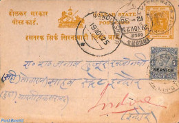 India 1925 Indore, Used Postcard. Uprated, Used Postal Stationary - Cartas & Documentos