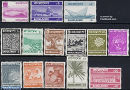 Bangladesh 1973 Definitives 14v, Unused (hinged), Nature - Various - Cat Family - Fish - Fishing - Flowers & Plants - .. - Fische