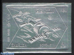 Sharjah 1972 Soyuz II 1v Silver, Imperforated, Mint NH, Transport - Space Exploration - Schardscha