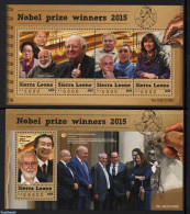 Sierra Leone 2015 Nobel Prize Winners 2 S/s, Mint NH, History - Science - French Presidents - Nobel Prize Winners - Pe.. - De Gaulle (Generale)